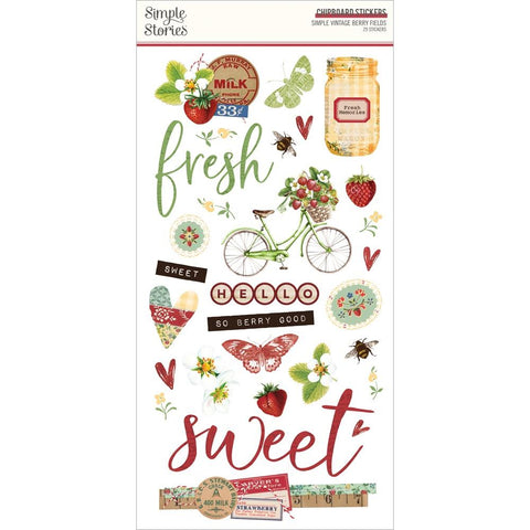 Simple Vintage Berry Fields - Simple Stories - Chipboard Stickers 6"X12"