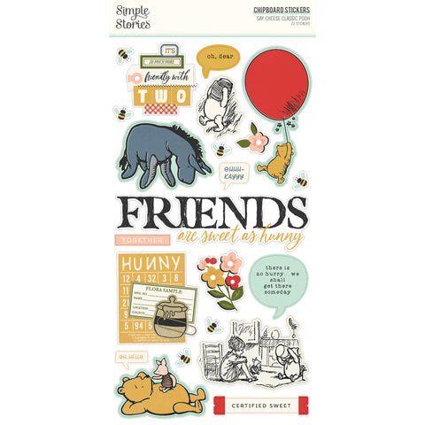 Say Cheese Classic Pooh - Simple Stories - 6"x12" Chipboard Sticker