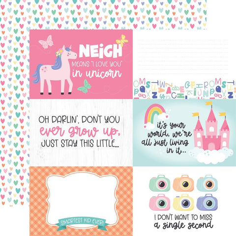 My Little Girl - Echo Park - Double-Sided Cardstock 12"X12" - 6"x4" Journaling Cards