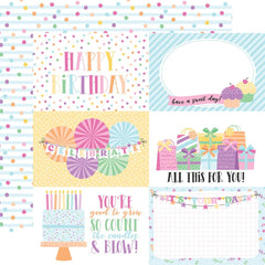Make A Wish Birthday Girl  - Echo Park - Double-Sided Cardstock 12"X12" - 6"x4" Journaling Cards