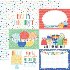 Make A Wish (BIRTHDAY BOY) - Echo Park - Double-Sided Cardstock 12"X12" - 6"X4" Journaling Cards