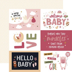 Special Delivery BABY GIRL - Echo Park - Double-Sided Cardstock 12"X12" - 6"x4" Journaling Cards