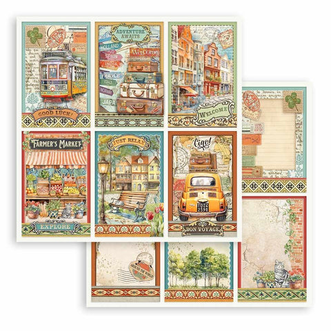 Art of Travelling - Stamperia - Double-Sided Cardstock 12"X12" - 6 Cards (041)