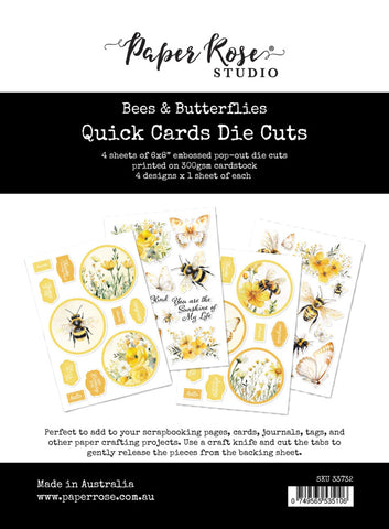 Bees & Butterflies - Paper Rose - 6"x8" Quick Cards Die Cuts (5106)