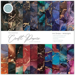 Craft Consortium - 8"x8" Essential Craft Papers Pad - Ink Drops - Midnight