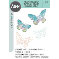 Sizzix/49 & Market - Framelits Die & A5 Stamp Set 10/Pkg - Painted Pencil Butterflies (9074)