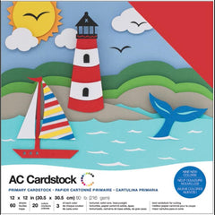 American Crafts - Cardstock Pack 12"X12" 60/Pkg - Primaries (9822)