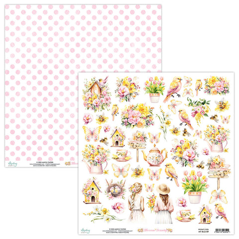 Blossom Serenity - Mintay Papers - 12"x12" Patterned Paper - Paper 09 - Elements