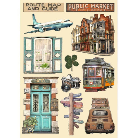 Art of Travelling - Stamperia - A5 Colored Wooden Shapes (9853)