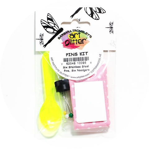 Art Glitter Glue Tip Pins - Six Stainless Steel Pins, Six Noodgers