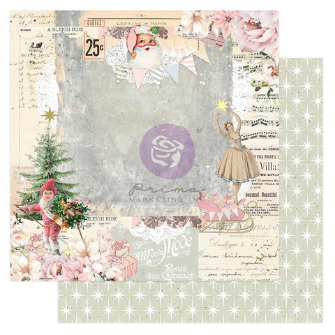 Christmas Market - Prima Marketing - Double-Sided Cardstock 12"X12" -  A Sleigh Ride