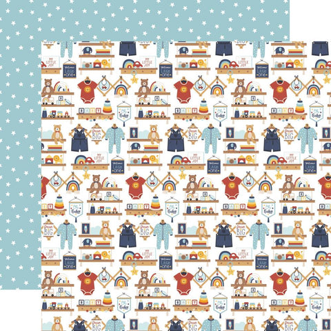 Baby on Board BOY - Echo Park - Double-Sided Cardstock 12"X12" - Baby Boy Nursery