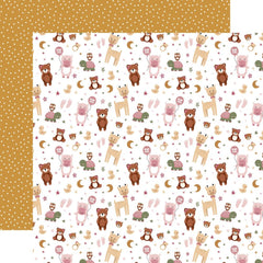 Special Delivery BABY GIRL - Echo Park - Double-Sided Cardstock 12"X12" - Baby Girl's Animals