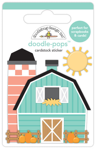 Farmhouse - Doodlebug Designs - Doodle-pops 3D Cardstock Sticker - Barn in the Usa