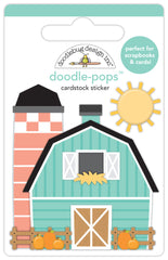 Farmhouse - Doodlebug Designs - Doodle-pops 3D Cardstock Sticker - Barn in the Usa