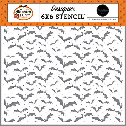 Halloween Fun - Carta Bella - Stencil 6"X6" - Bats Into The Night