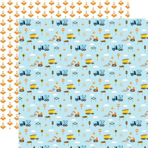 Little Builder - Echo Park - Double-Sided Cardstock 12"X12" - Beep Beep Vroom Vroom