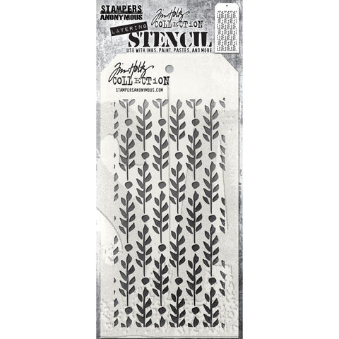 Tim Holtz - Layered Stencil 4.125"X8.5" - Berry Leaves (8900)