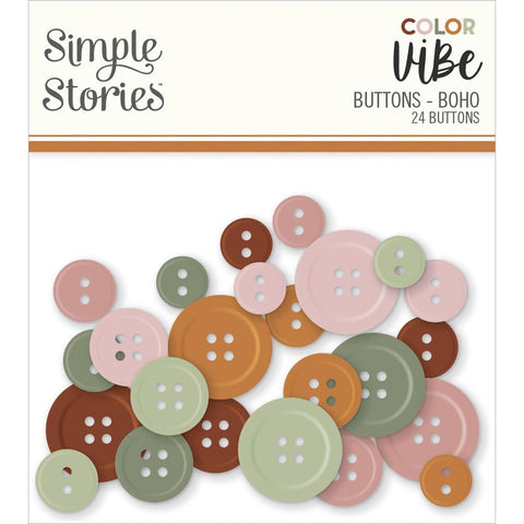 Boho - Simple Stories - Color Vibe Buttons 24/Pkg (3386)
