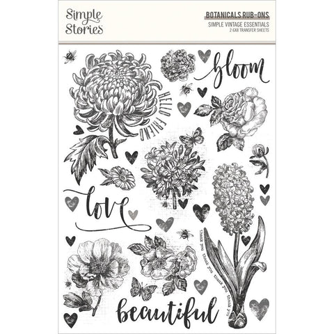 Simple Vintage Essentials - Simple Stories - Essentials Rub-Ons - Botanicals (3096)