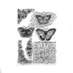 Elizabeth Craft Designs - Clear Stamp - Butterflies and Swirls (9021)