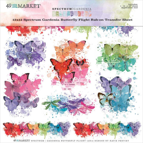 Spectrum Gardenia - 49 & Market - Rub-Ons 12"X12" 1/Sheet - Butterfly Flight (3725)