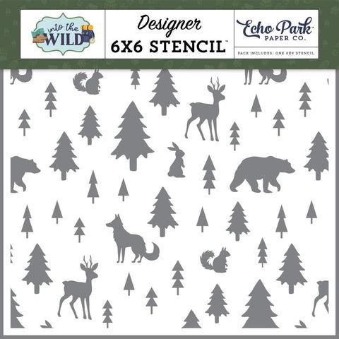 Into The Wild - Echo Park - Stencil 6"X6" - Camping Creatures