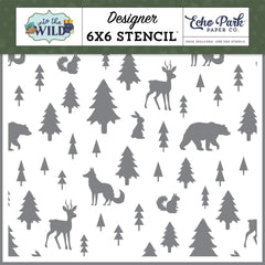 Into The Wild - Echo Park - Stencil 6"X6" - Camping Creatures