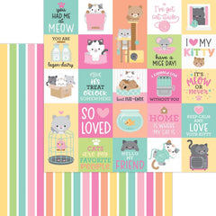 Pretty Kitty - Doodlebug - Double-Sided Cardstock 12"X12" - Cat Nap