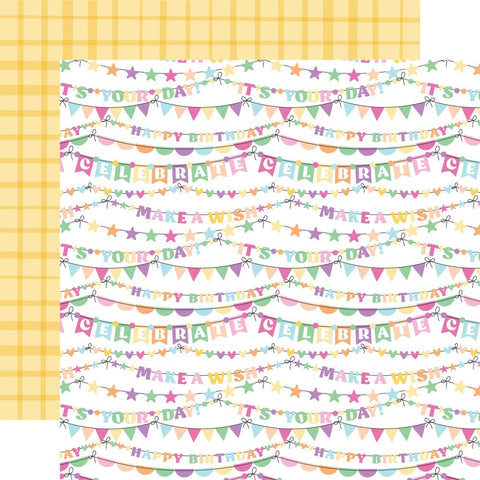 Make A Wish Birthday Girl  - Echo Park - Double-Sided Cardstock 12"X12" -  Celebrate Your Day