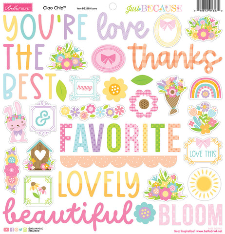 Just Because - Bella Blvd - Chipboard Icons - Ciao (6372)