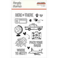 Pack Your Bags - Simple Stories - Clear Stamps 15/Pkg