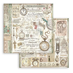 Brocante Antiques - Stamperia - 12"X12" Patterned Paper - Clocks (3301)