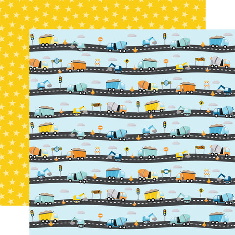 Little Builder - Echo Park - Double-Sided Cardstock 12"X12" - Construction Site