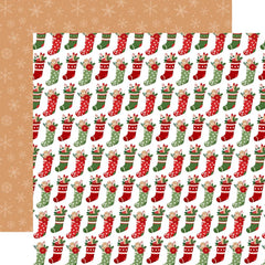 Have A Holly Jolly Christmas - Echo Park - Double-Sided Cardstock 12"X12" - Cookie Stockings