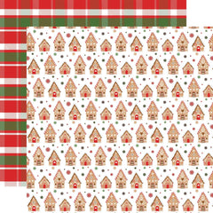 Have A Holly Jolly Christmas - Echo Park - Double-Sided Cardstock 12"X12" - Cozy Gingerbread House