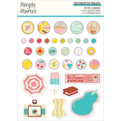 Retro Summer - Simple Stories - Decorative Brads