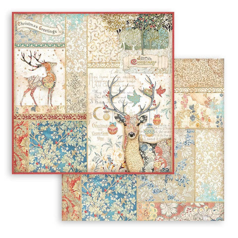 Christmas Greetings - Stamperia - 12"X12" Double-sided Patterned Paper - Deer (9533)