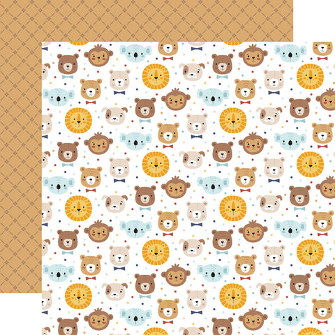 Baby on Board BOY - Echo Park - Double-Sided Cardstock 12"X12" - Fuzzy Friends