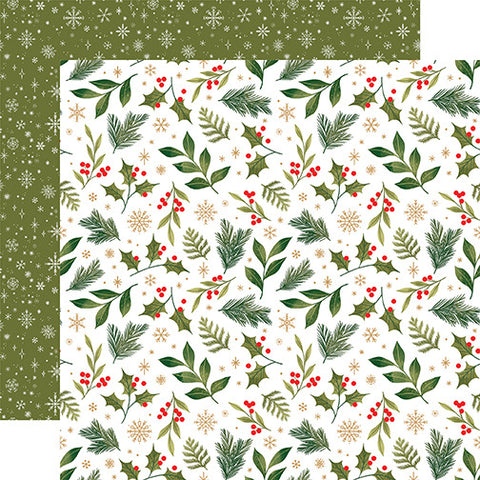 Christmas Joy - Echo Park - Double-Sided Cardstock 12"X12" - Holiday Greenery (8028)