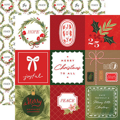 Christmas Joy - Echo Park - Double-Sided Cardstock 12"X12" - 4"x4" Journaling Cards (8721)