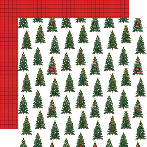 Christmas Joy - Echo Park - Double-Sided Cardstock 12"X12" - Tidy Trimmed Trees (9025)