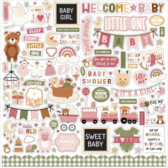 Special Delivery BABY GIRL - Echo Park - Cardstock Stickers 12"X12" - Elements