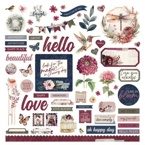 Midnight Garden - PhotoPlay - Cardstock Stickers 12"X12" - Elements