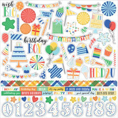 Make A Wish (BIRTHDAY BOY) - Echo Park - Cardstock Stickers 12"X12" - Elements