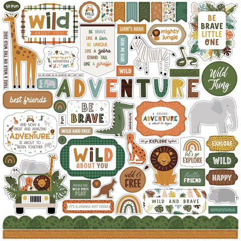 Little Explorer - Echo Park - Cardstock Stickers 12"X12" - Elements