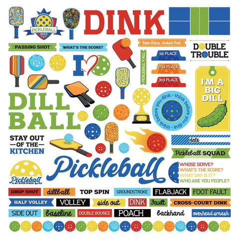Pickleball - PhotoPlay - Cardstock Stickers 12"x12" - Elements