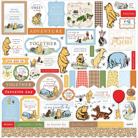 Winnie The Pooh - Echo Park - Cardstock Stickers 12"X12" - Elements