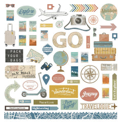 Travelogue - PhotoPlay - Cardstock Stickers 12"x12" - Elements