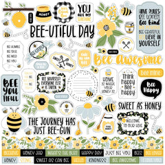 Bee Happy - Echo Park - Cardstock Stickers 12"X12" - Elements